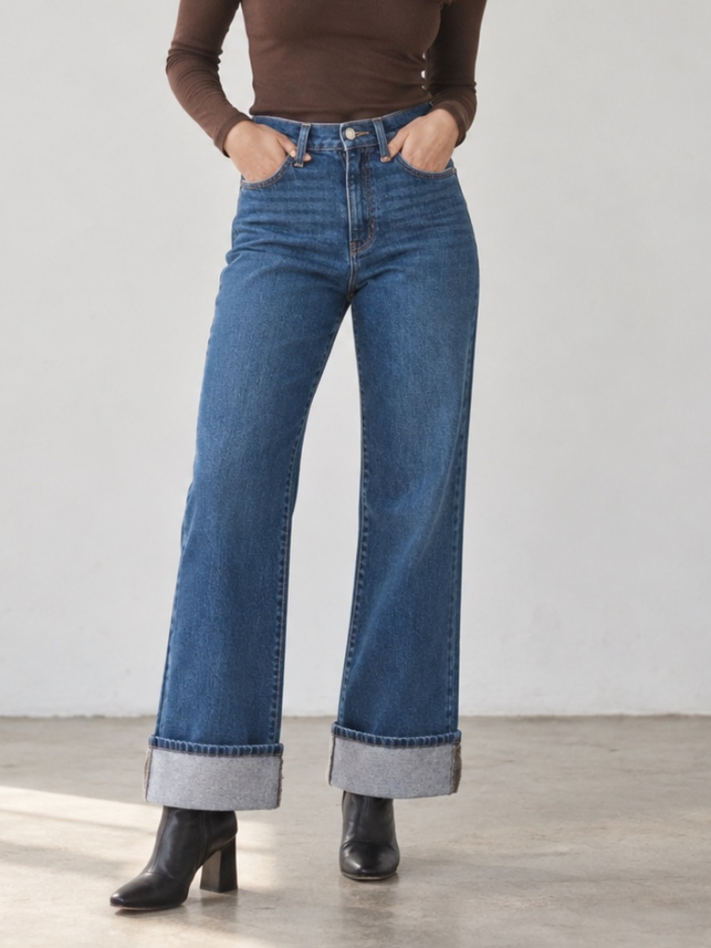 JBD by Just Black Denim NWT Dark Denim Cuffed Palazzo Jeans